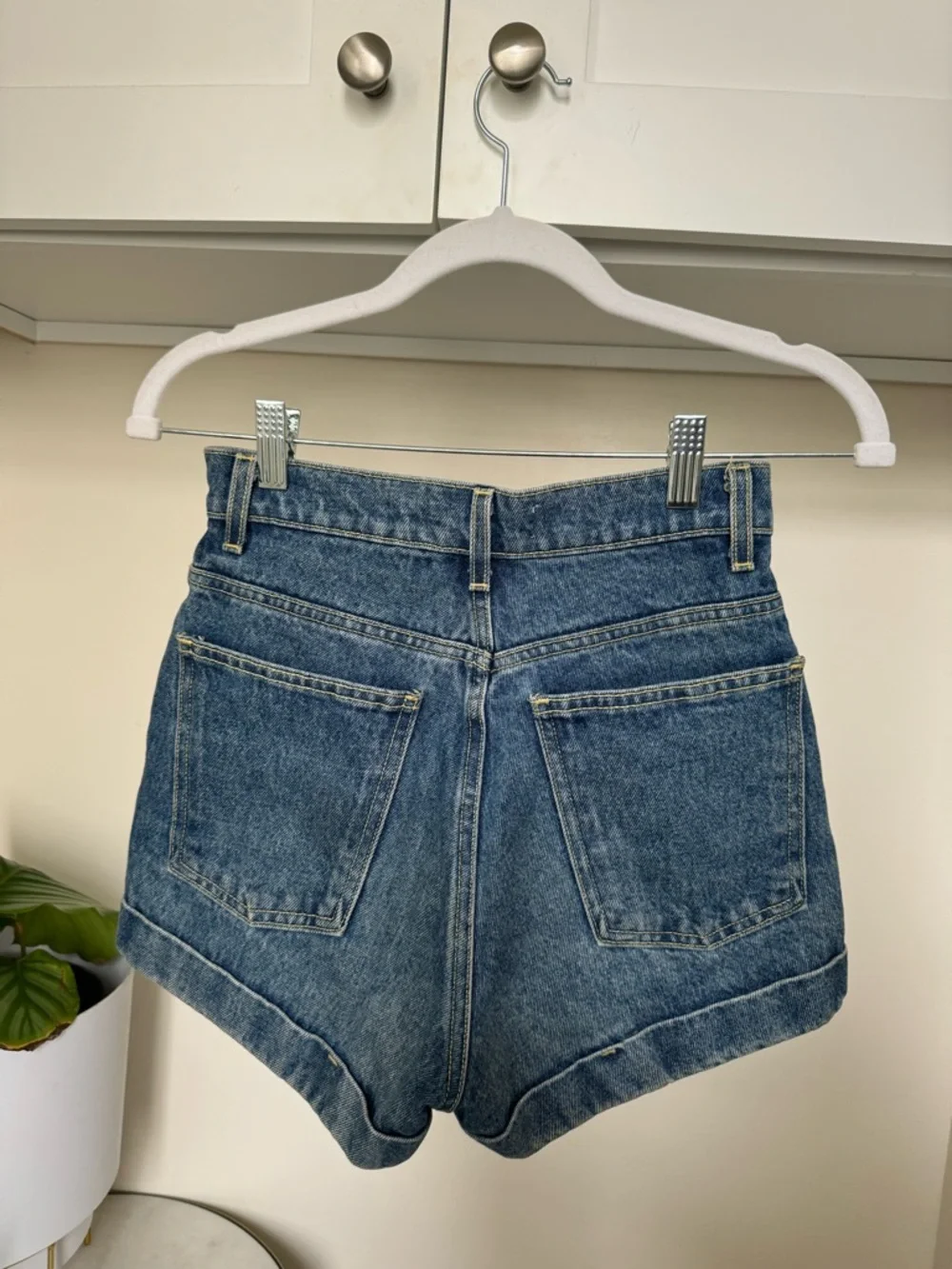 American Apparel High-Rise Blue Denim Jean Shorts - Picture 2 of 4